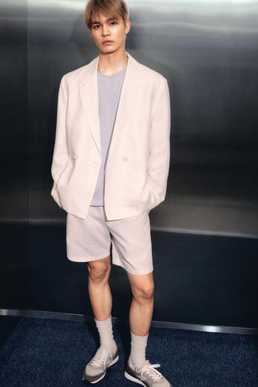 Zara 寬鬆版拼接貼布 T 恤 - 淡藍色