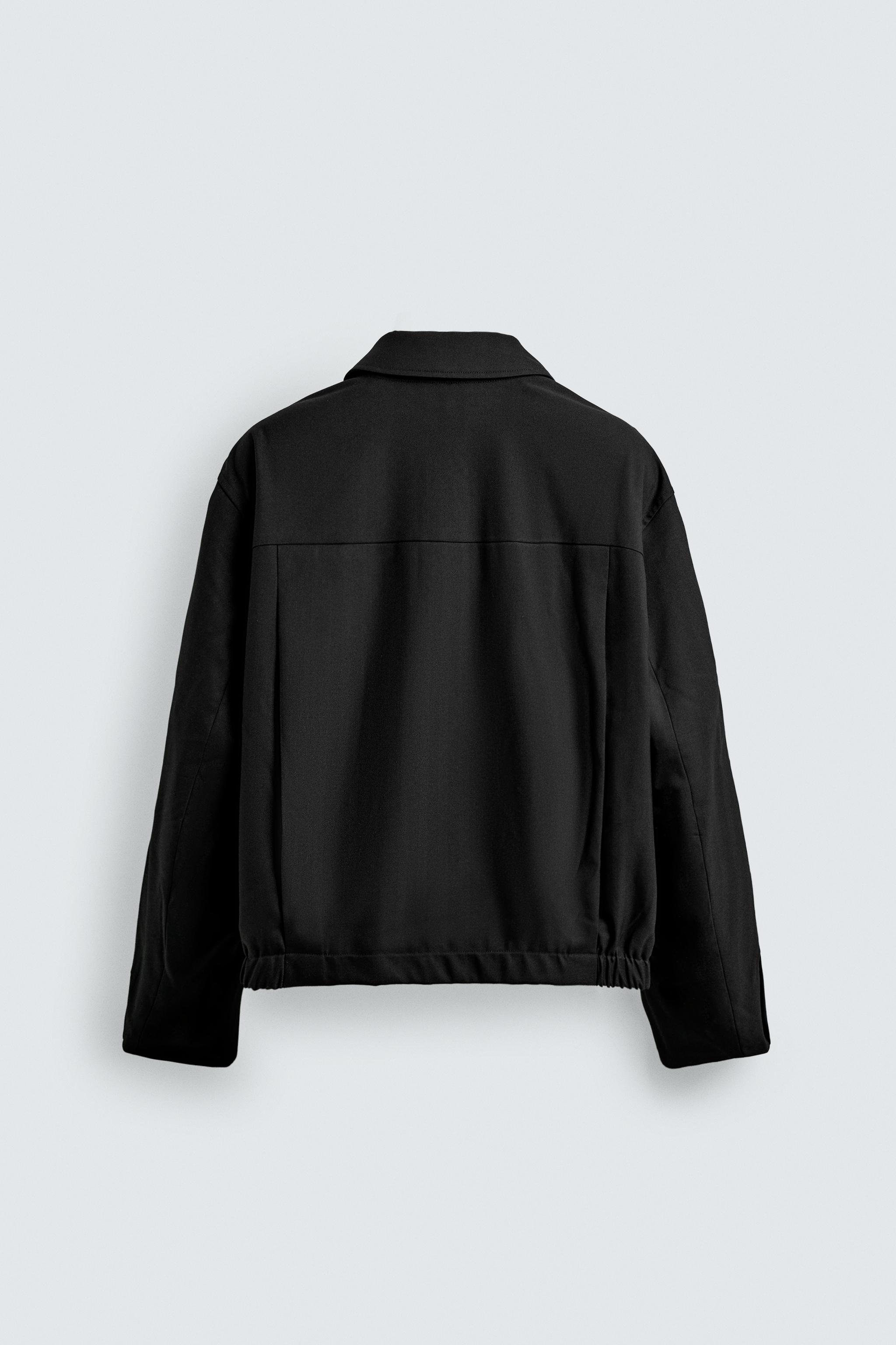 RELAXED FIT HERRINGBONE JACKET - Black | ZARA India