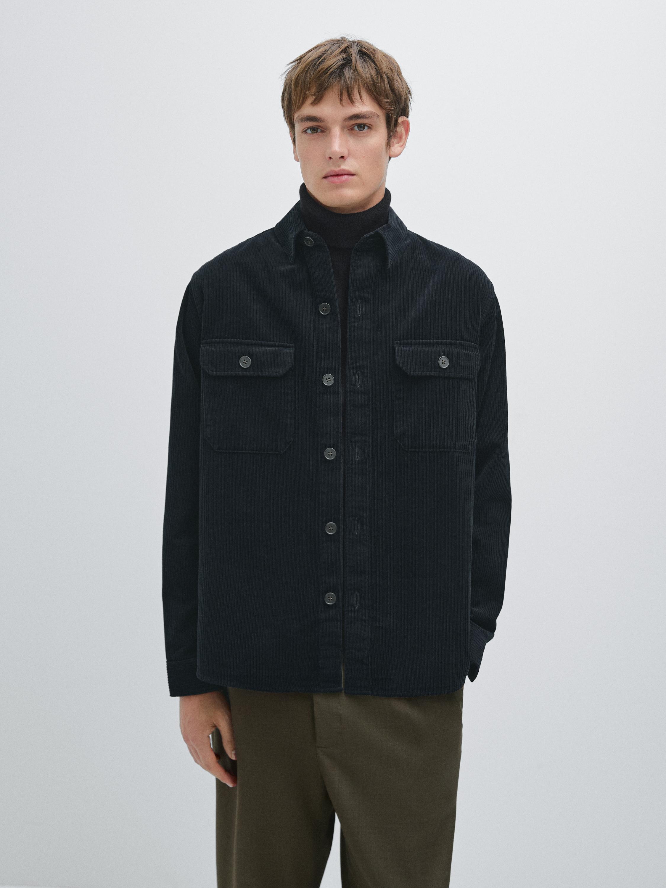 Surchemise poches en velours côtelé