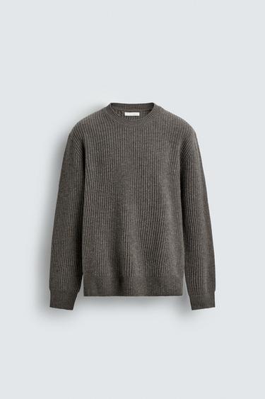 TEXTURED WOOL JUMPER - Grey green by Zara