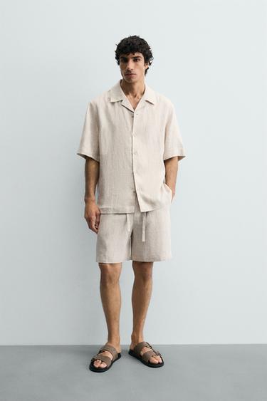 CHEMISE RELAXED FIT 100% LIN - Beige clair de Zara