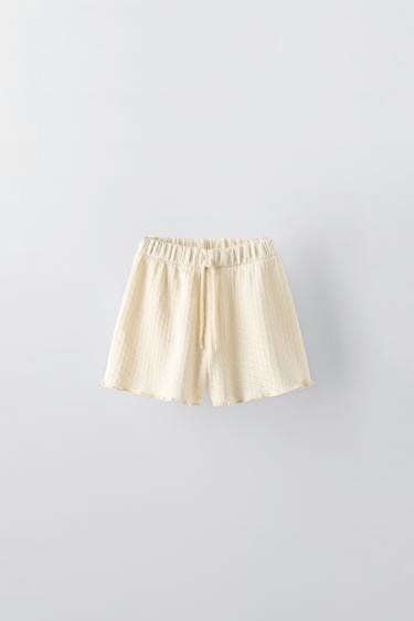 Zara POINTELLE KNIT SHORTS - Ecru - Image 0