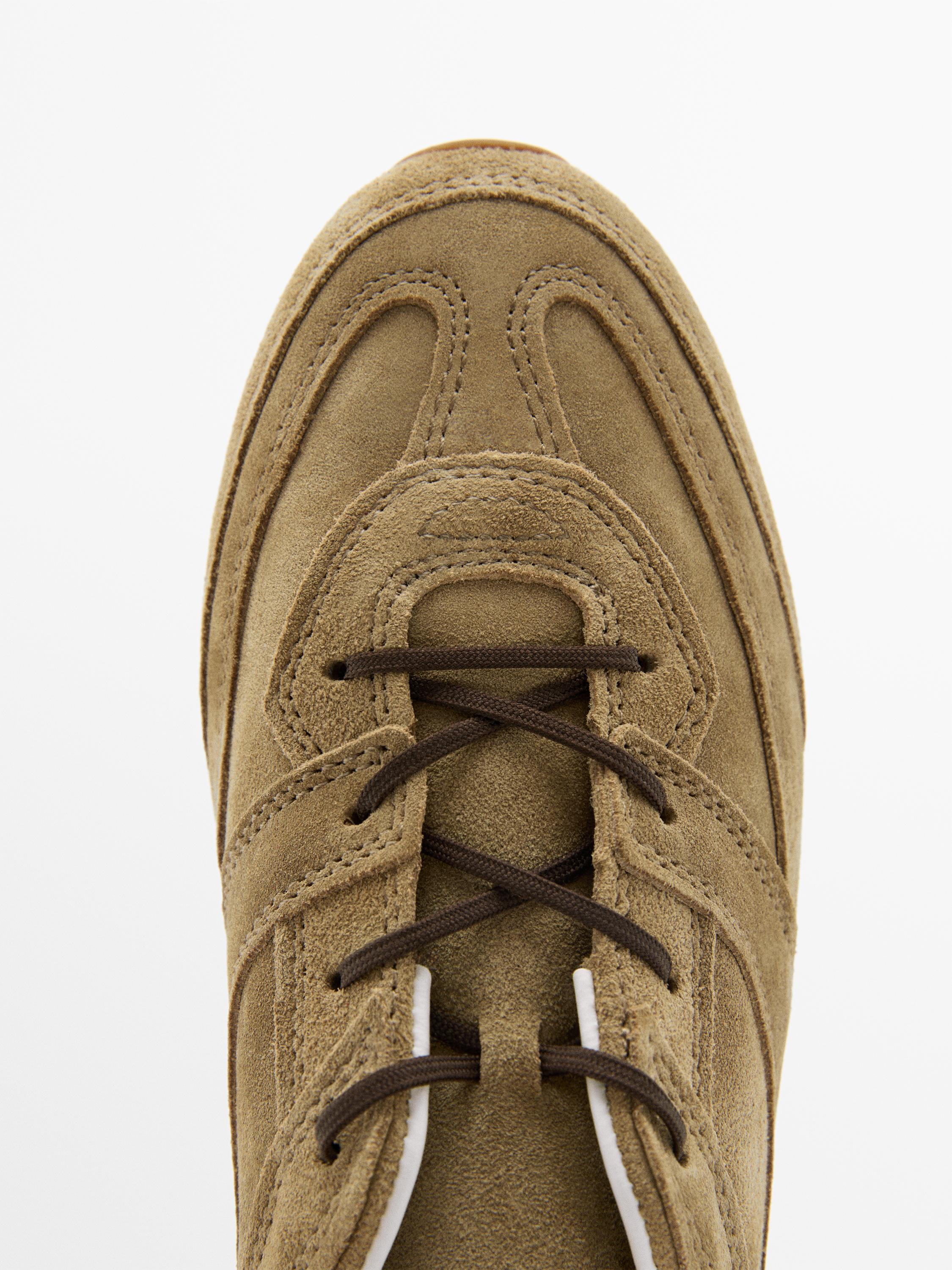 Tennis pièces croûte de cuir serraje
