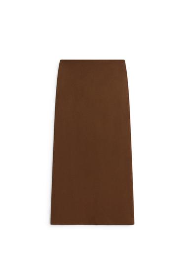 Stretch wool blend midi skirt - LIMITED EDITION — Tobacco 2