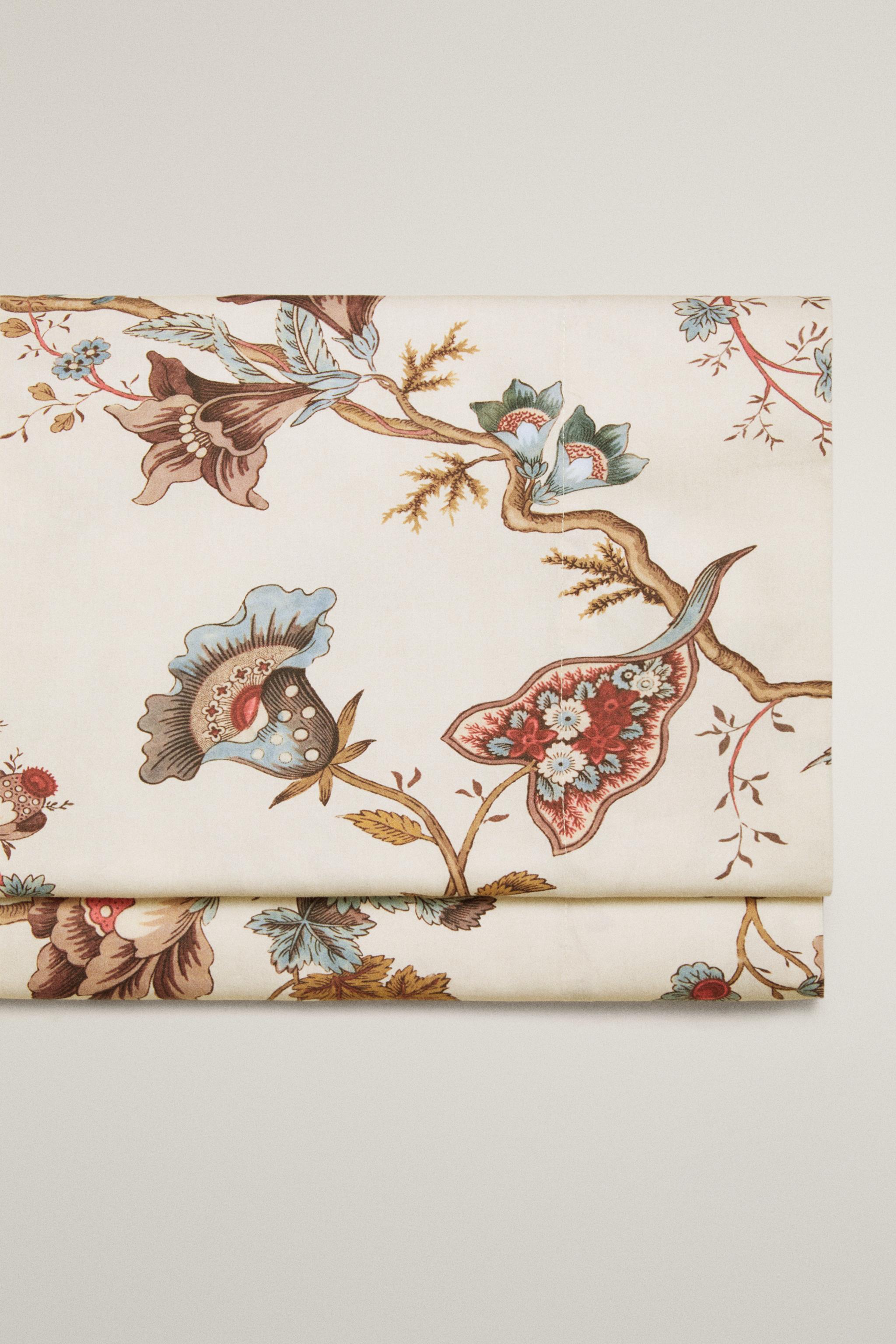 KATHARINE POLE FLORAL SATEEN FLAT SHEET - Blanco roto | ZARA