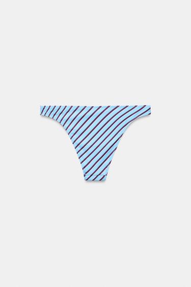 BAS DE BIKINI IMPRIMÉ À RAYURES - Bleu de Zara - Image 6