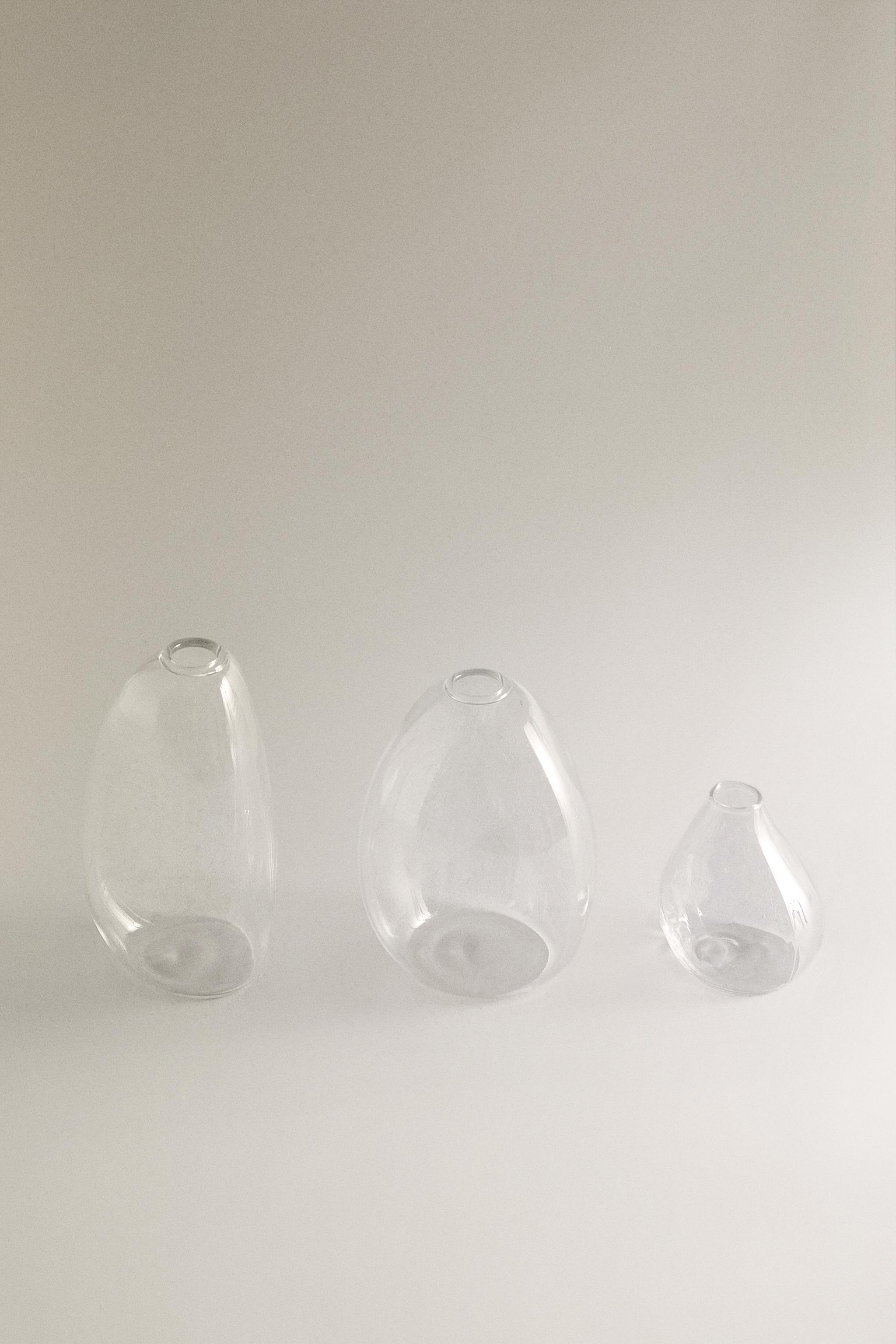 SMALL IRREGULAR GLASS VASE — Transparent