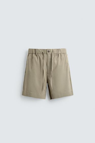 FADED-EFFECT RELAXED FIT BERMUDA SHORTS - Beige by Zara