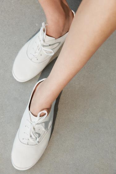 LEREN DERBY SNEAKER - Wit van Zara