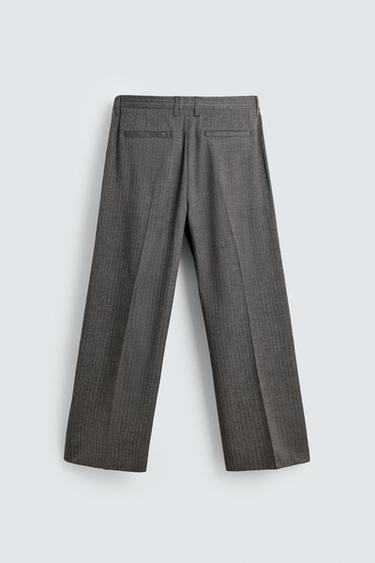 HERRINGBONE FLARE FIT TROUSERS - camel by Zara - Image 7
