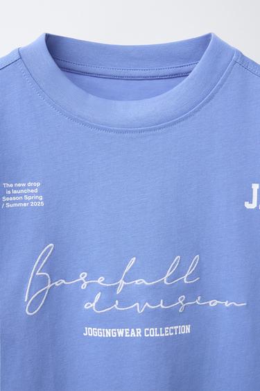 JOGGING T-SHIRT WITH SLOGAN PRINT - Light blue by Zara - Image 2