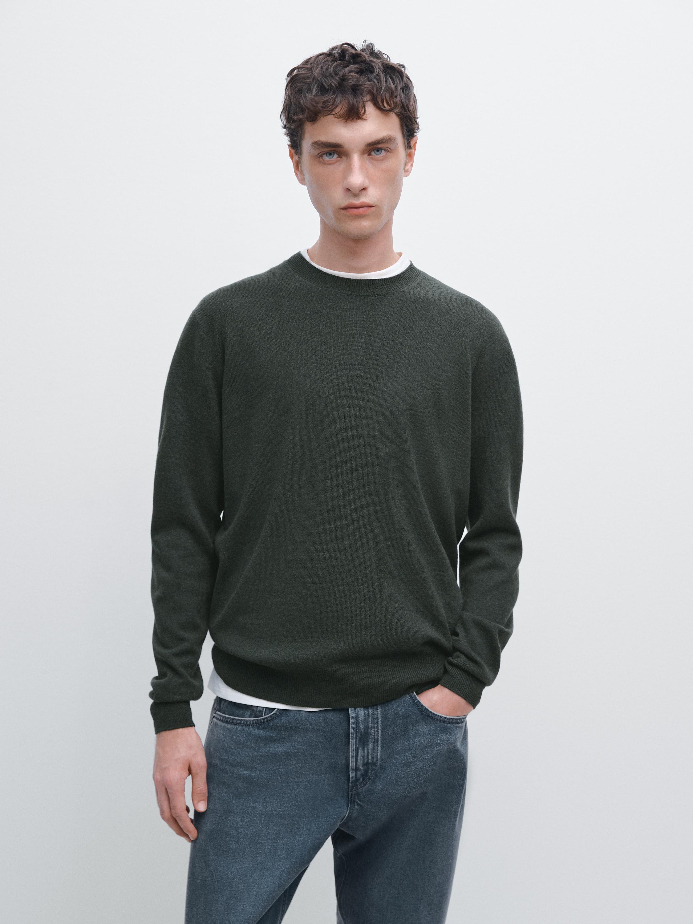 Wool blend crew neck sweater