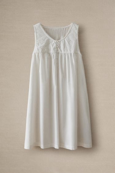 CHEMISE DE NUIT COTON BRODÉE - Blanc de Zara - Image 4