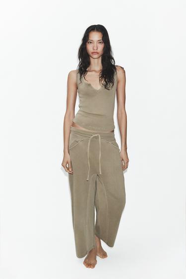 TOP RUSTIQUE EFFET DÉLAVÉ - Beige foncé de Zara