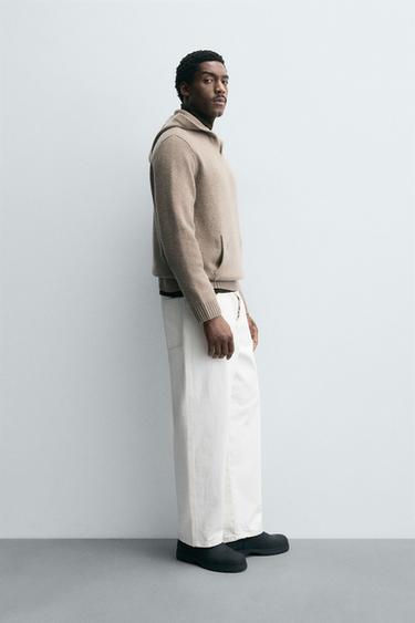 100% WOOL HOODIE JUMPER - Beige by Zara - Image 3