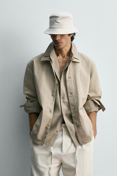 REGULAR FIT OVERSHIRT WITH POCKETS - Sand by Zara