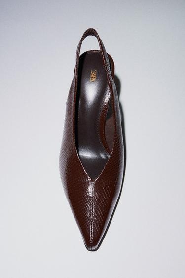 EMBOSSED ANIMAL PRINT HIGH-HEEL SHOES - Burgundy Red by Zara