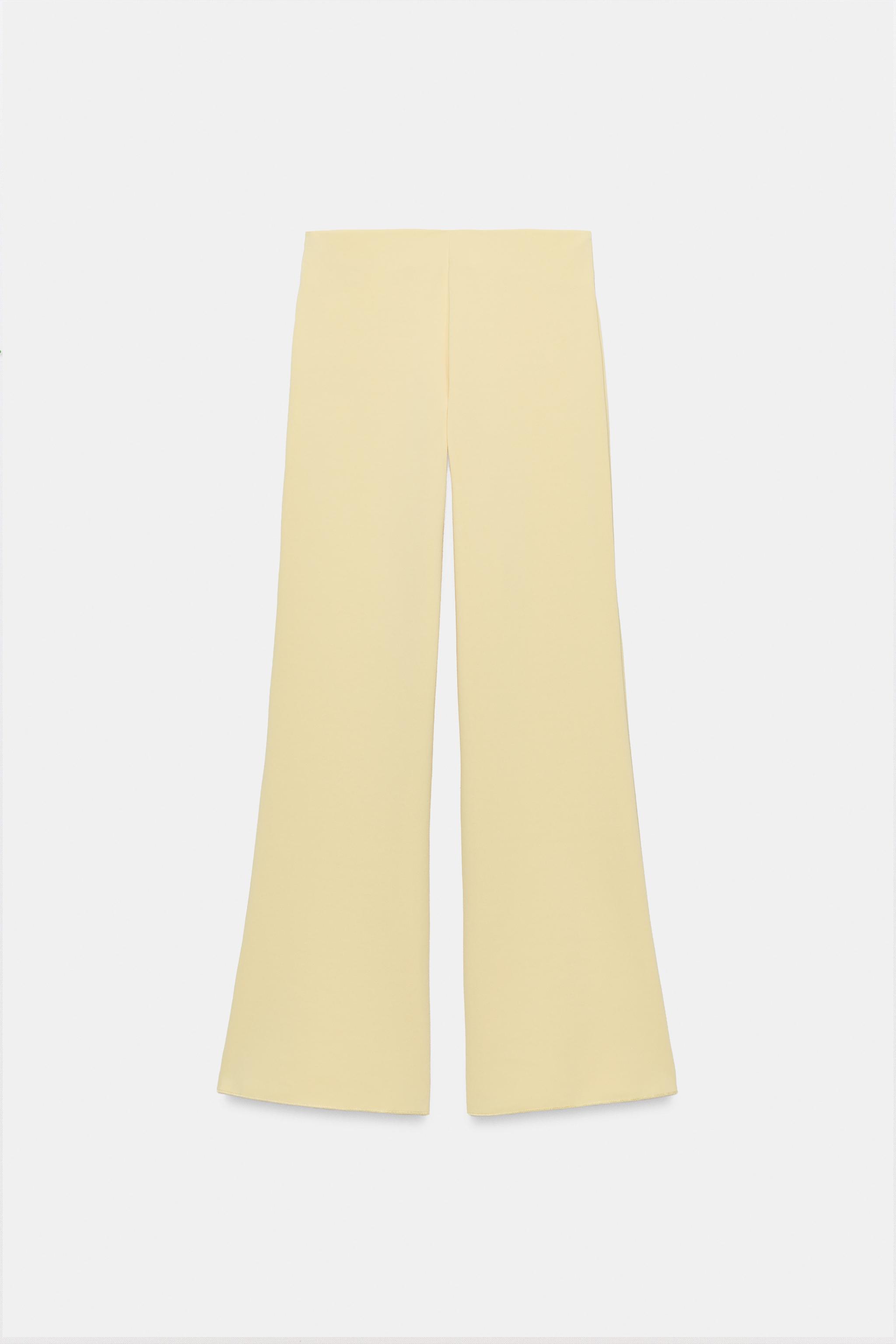 STRETCH WIDE LEG PANTS — Light yellow
