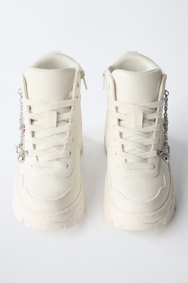 HIGH-TOP SNEAKERS WITH CHUNKY SOLE AND CHARMS - Beige by Zara - Image 4