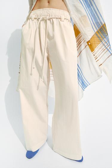 ZW COLLECTION POPLIN TROUSERS - Ecru by Zara