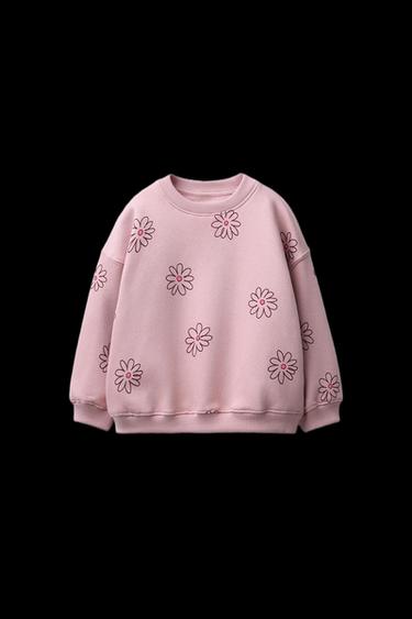 Zara PRINTED SWEATSHIRT - Mid-pink