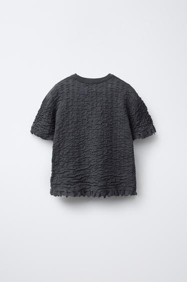 TEXTURED KNIT T-SHIRT - Dark anthracite by Zara - Image 1