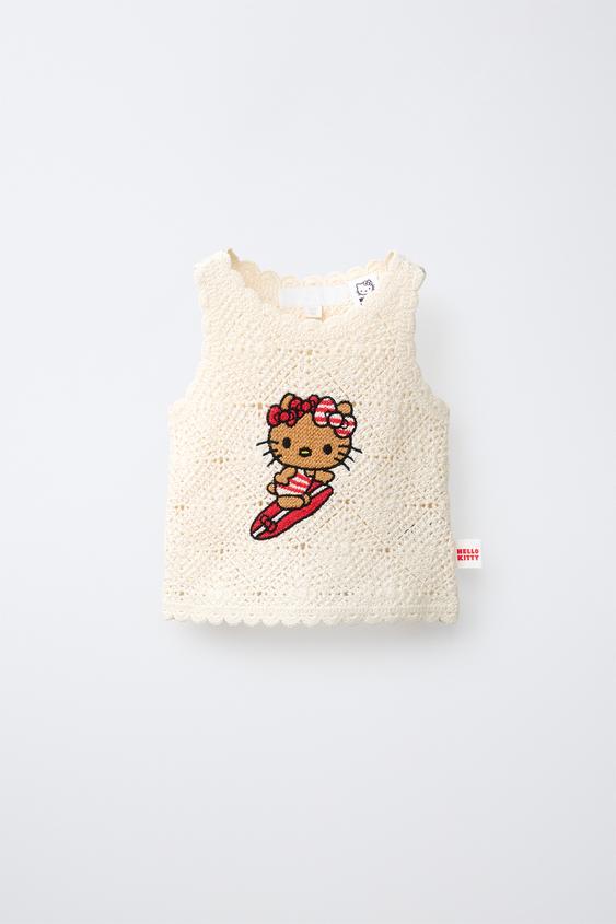 Zara 三麗鷗© HELLO KITTY 鉤編針織上衣 - 裸色 - 圖片 0