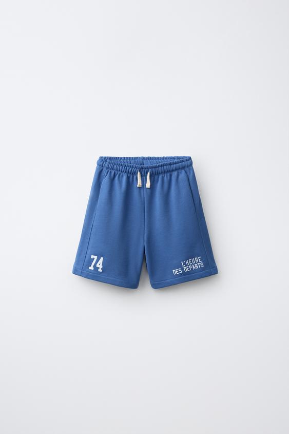 PRINTED JOGGING BERMUDA SHORTS - Blue by Zara - Image 0