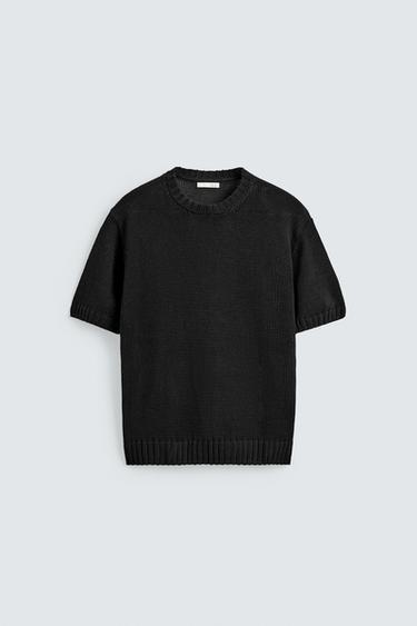 RELAXED FIT KNIT T-SHIRT - Black by Zara