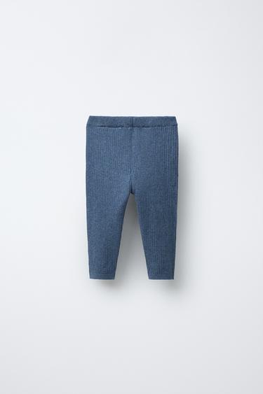 RIBBED LEGGINGS WITH BUTTONS - Mid-blue by Zara - Image 1