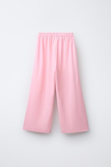 PANTALON FLUIDE À JAMBES LARGES - Rose de Zara - Image 1
