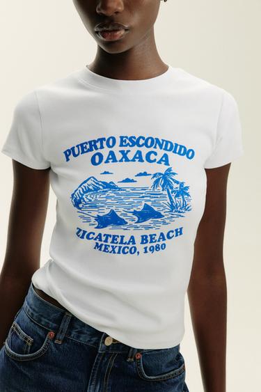 CAMISETA ESTAMPADA TEXTO - Blanco de Zara