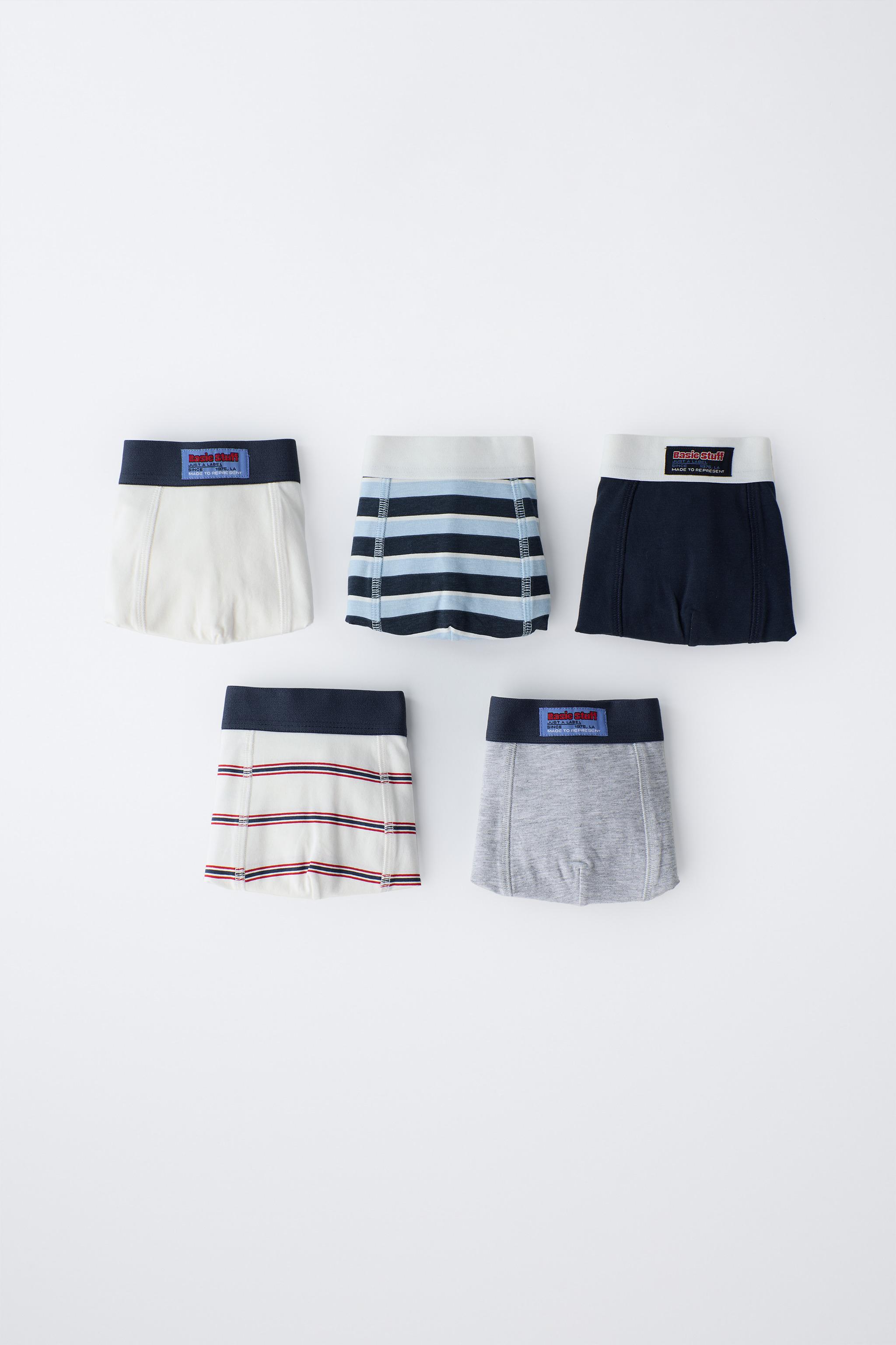 AGES 6-14 / FIVE-PACK OF STRIPED BOXERS