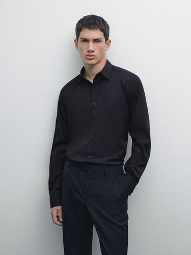 Zara Slim fit stretch shirt - Navy blue