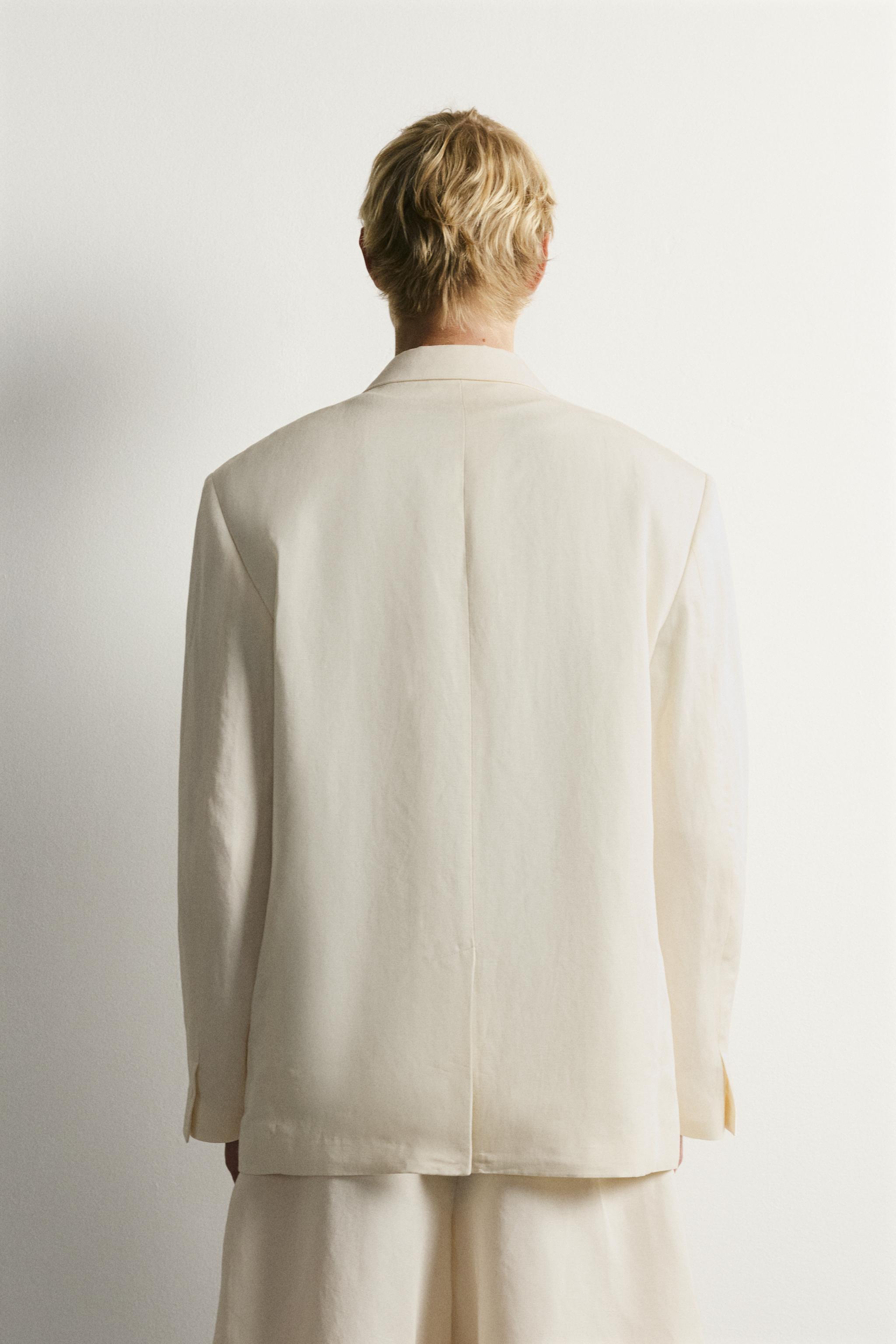 VESTE À BOUTONNAGE CROISÉ EN VISCOSE ET LIN