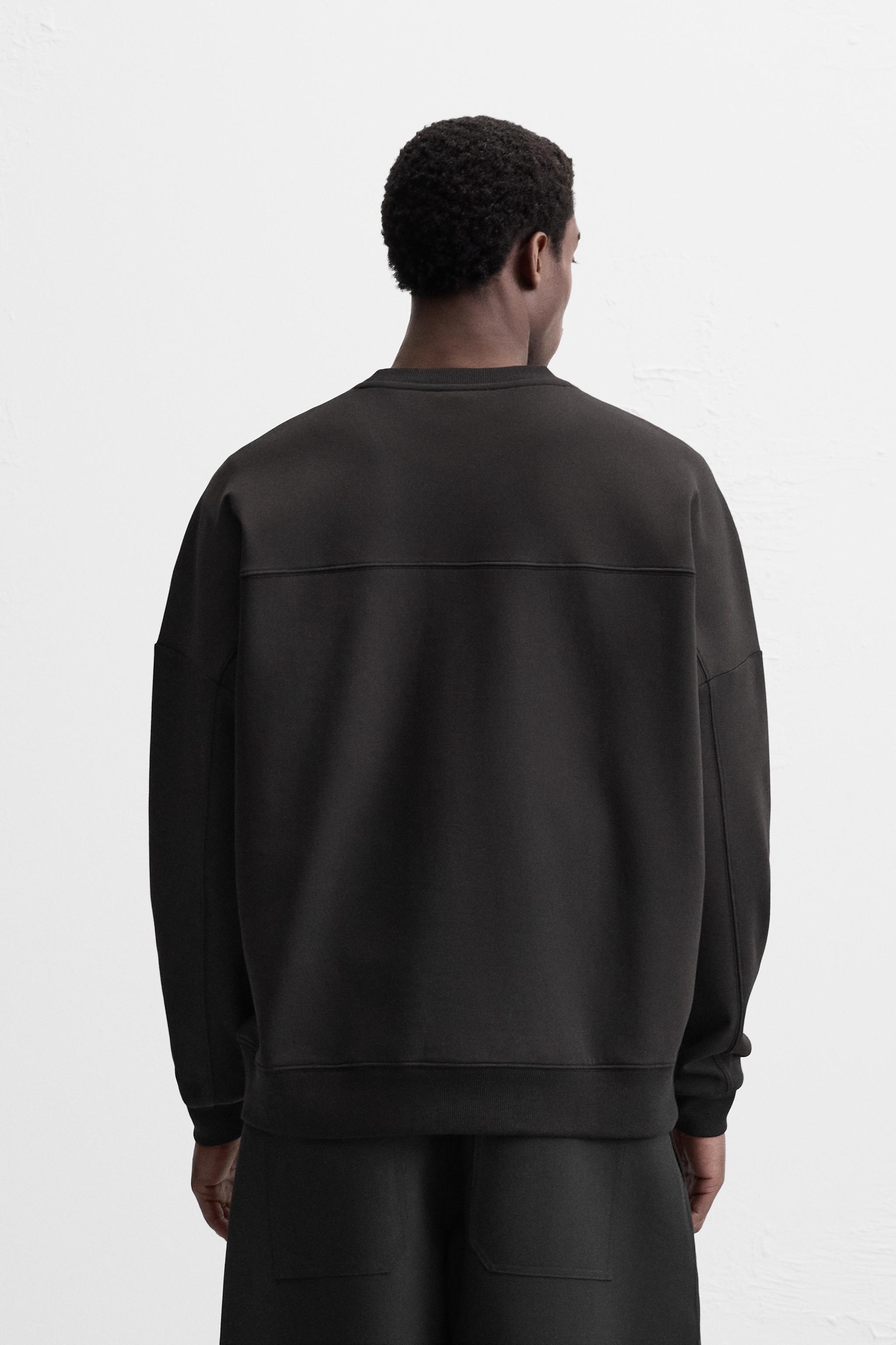 安心★関税込み★ZARA★INTERLOCK PATCH SWEATSHIRT QUARTER ZIP POUCH POCKET SWEATSHIRT - Anthracite grey | ZARA