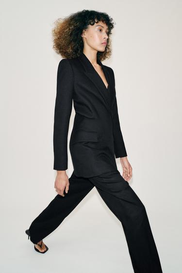 DOUBLE-BREASTED BLAZER WITH PUFF WAIST & SHOULDER PADS - Black by Zara - Image 4