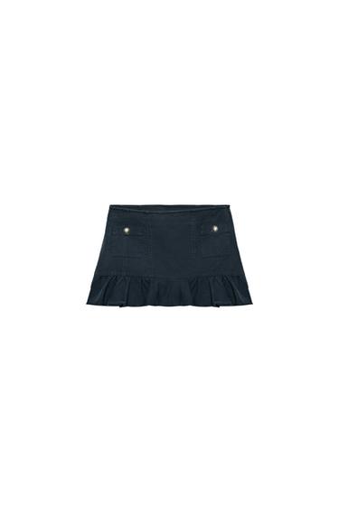 Zara POCKET RUFFLE MINI SKIRT - Blue