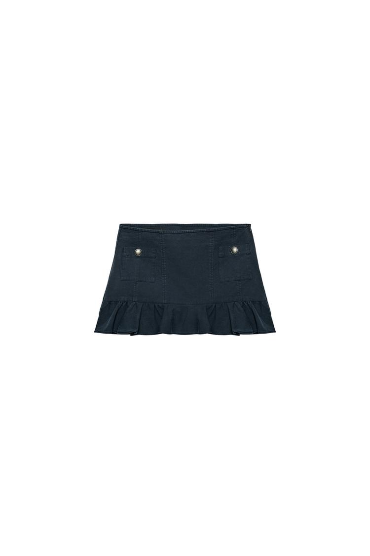 MINI SKIRT WITH POCKETS AND FRILLS