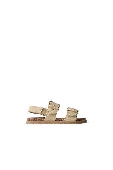 LEATHER SANDALS WITH STARS - Sand Brown by Zara