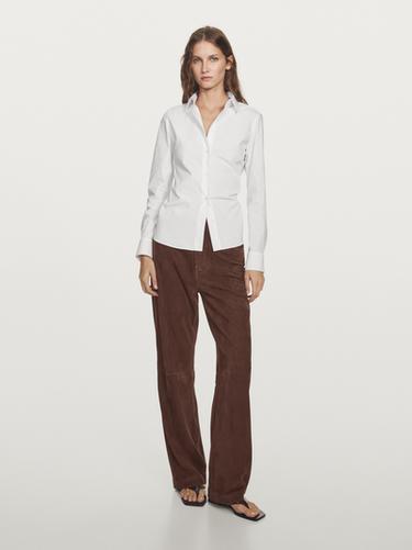 Chemisier stretch en coton mélangé - Blanc de Zara