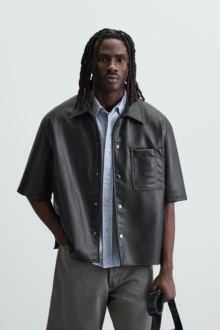 FAUX LEATHER OVERSHIRT