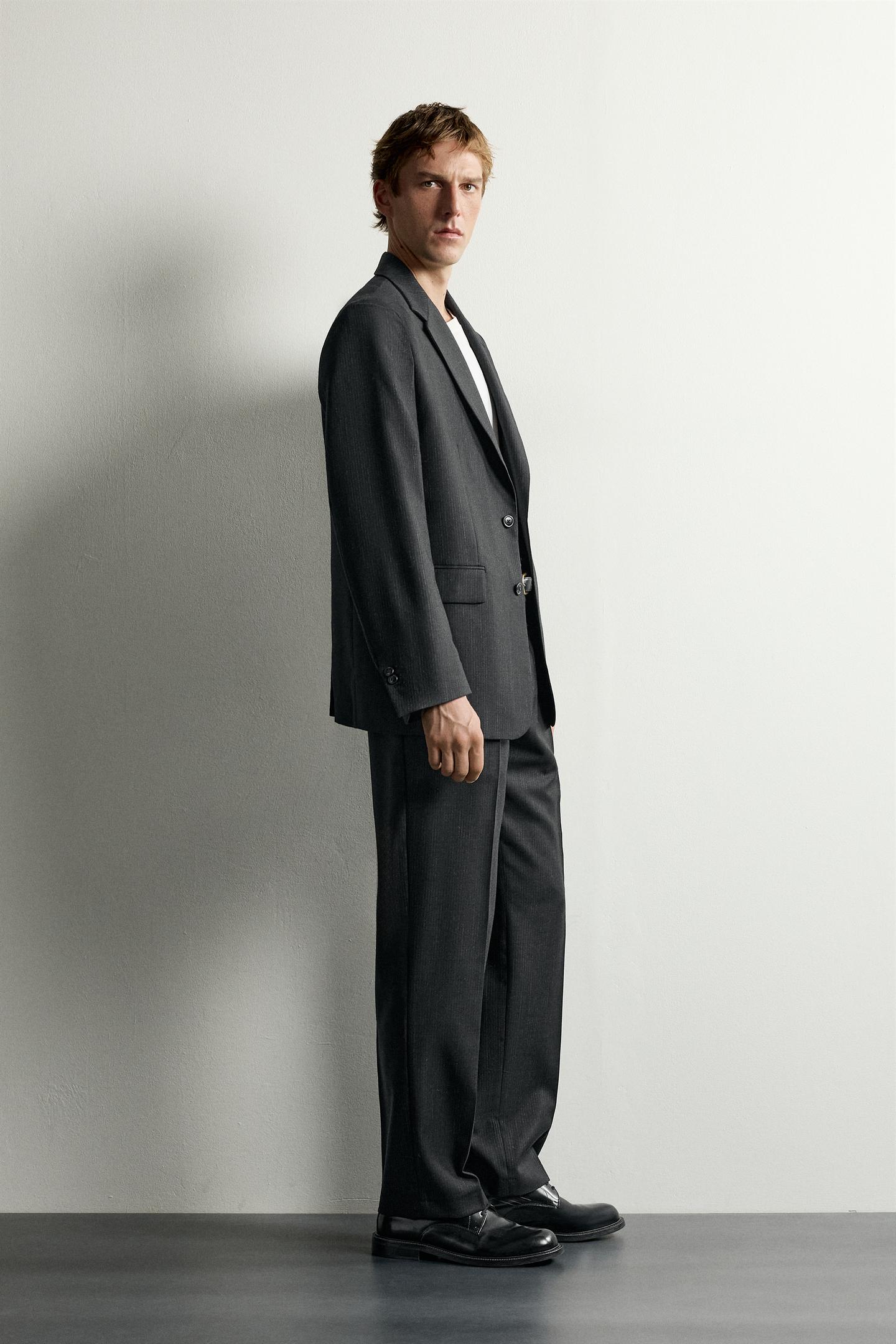 Мужские брюки Zara 100% Wool Manteco® Suit, цвет: Антрацитовый серый — фото 4