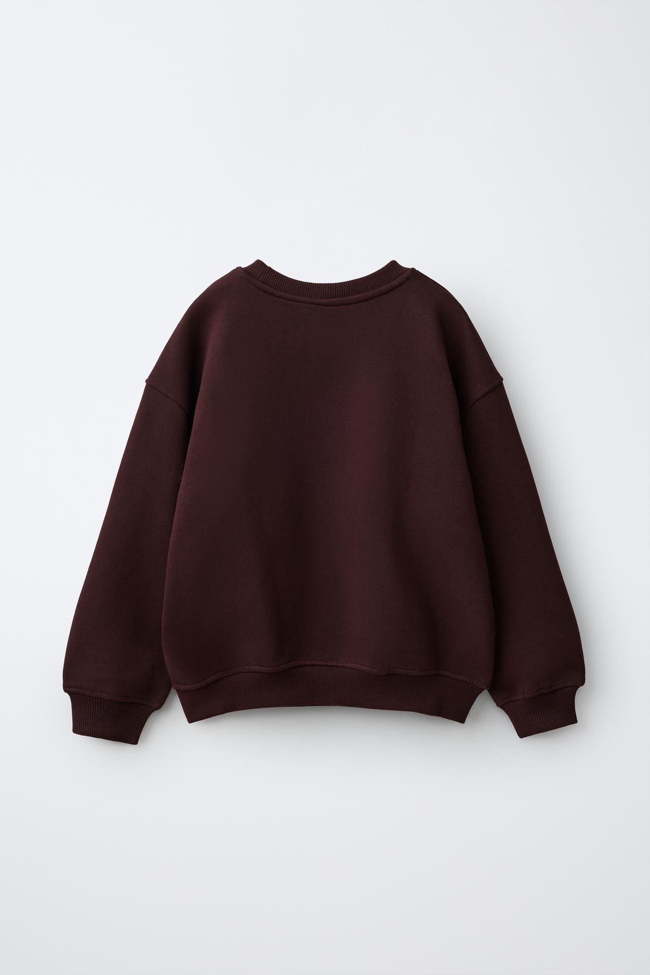 BEADED FLORAL SWEATSHIRT — Eggplant