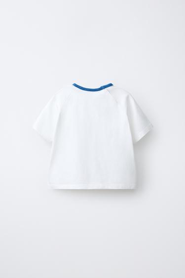 T-SHIRT IMPRIMÉ CHIEN SURFEUR - Écru clair de Zara - Image 1