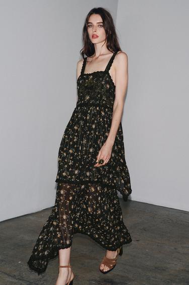 ПЛАТЬЕ С ЦВЕТОЧНЫМ ПРИНТОМ — ZW COLLECTION — ЧЕРНЫЙ от Zara