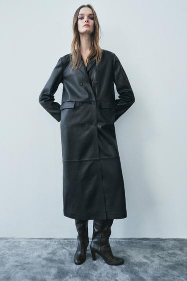 MANTEAU LONG CUIR 100 % ZW COLLECTION - Noir de Zara - Image 2