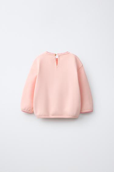 EMBROIDERED FLOWER SWEATSHIRT - Light orange by Zara - Image 1