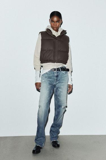 RUBBERISED PADDED GILET - Dark brown by Zara