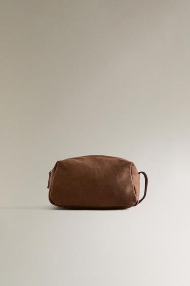 MEDIUM CANVAS WASH BAG - Brown by Zara